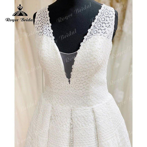 NumberSea Elegantes Vestido A-Linie Strandhochzeitskleid mit V-Ausschnitt, Spitze, offenem Rücken, ärmellos, Sweep-Schleppe, Brautkleider, Robe Soirée Mariage 2025 