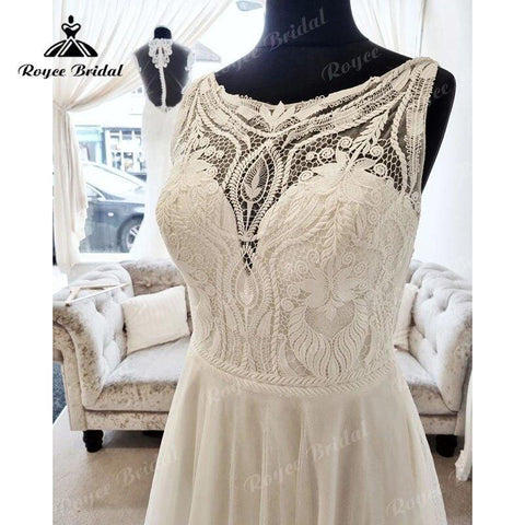 NumberSea Elegantes U-Ausschnitt A-Linie Boho Ärmelloses Brautkleid für Frauen Strand Sommer 2025 Vinatge Brautkleider Vestido Noiva 