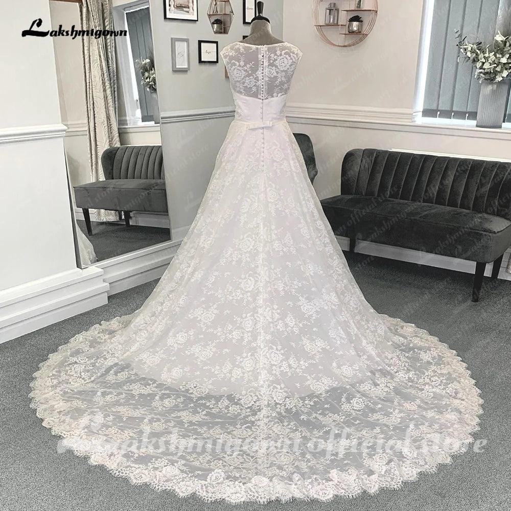 NumberSea Full lace Beach Boho Wedding Dresses Women Robe Mariee  Chapel Train Lace 2025 Robe Civil Bridal Gowns