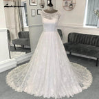 NumberSea Full lace Beach Boho Wedding Dresses Women Robe Mariee  Chapel Train Lace 2025 Robe Civil Bridal Gowns