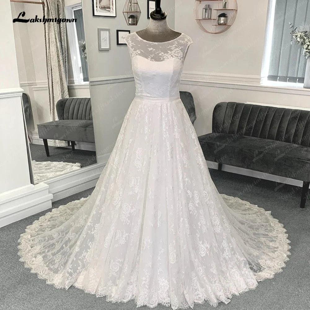 NumberSea Full lace Beach Boho Wedding Dresses Women Robe Mariee  Chapel Train Lace 2025 Robe Civil Bridal Gowns