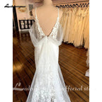 NumberSea Full Lace Bridal Gown Brautkleid Vintage Mermaid/Trumpet Boho Lace Appliques V Neck Wedding Gowns