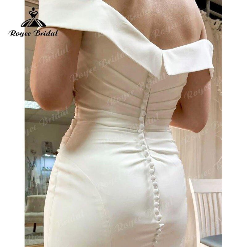NumberSea Gorgeous Off the Shoulder Satin Pleats Mermaid/Trumpet Wedding Dress Cap Sleeve 2025 Simple Wedding Gowns Women vestido noiva
