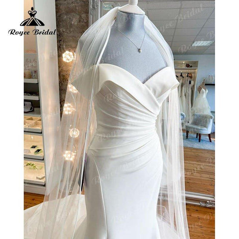 NumberSea Wunderschöne Weg Von der Schulter Satin Falten Meerjungfrau/Trompete Hochzeit Kleid Cap Sleeve 2025 Einfache Hochzeit Kleider Frauen vestido noiva 