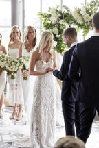 NumberSea Gorgeous Strapless Sweetheart Mermaid Sweep Train Lace Wedding Dress,MW457