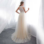 NumberSea Hater Neck Beach Bridal Dress Vestido De Noiva Light Perals Sleeveless Simple Tulle Wedding Dress