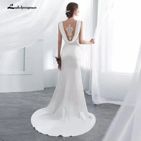 Vestido de noiva elegante estilo sereia com manta marfim NumberSea e cauda longa xaile 