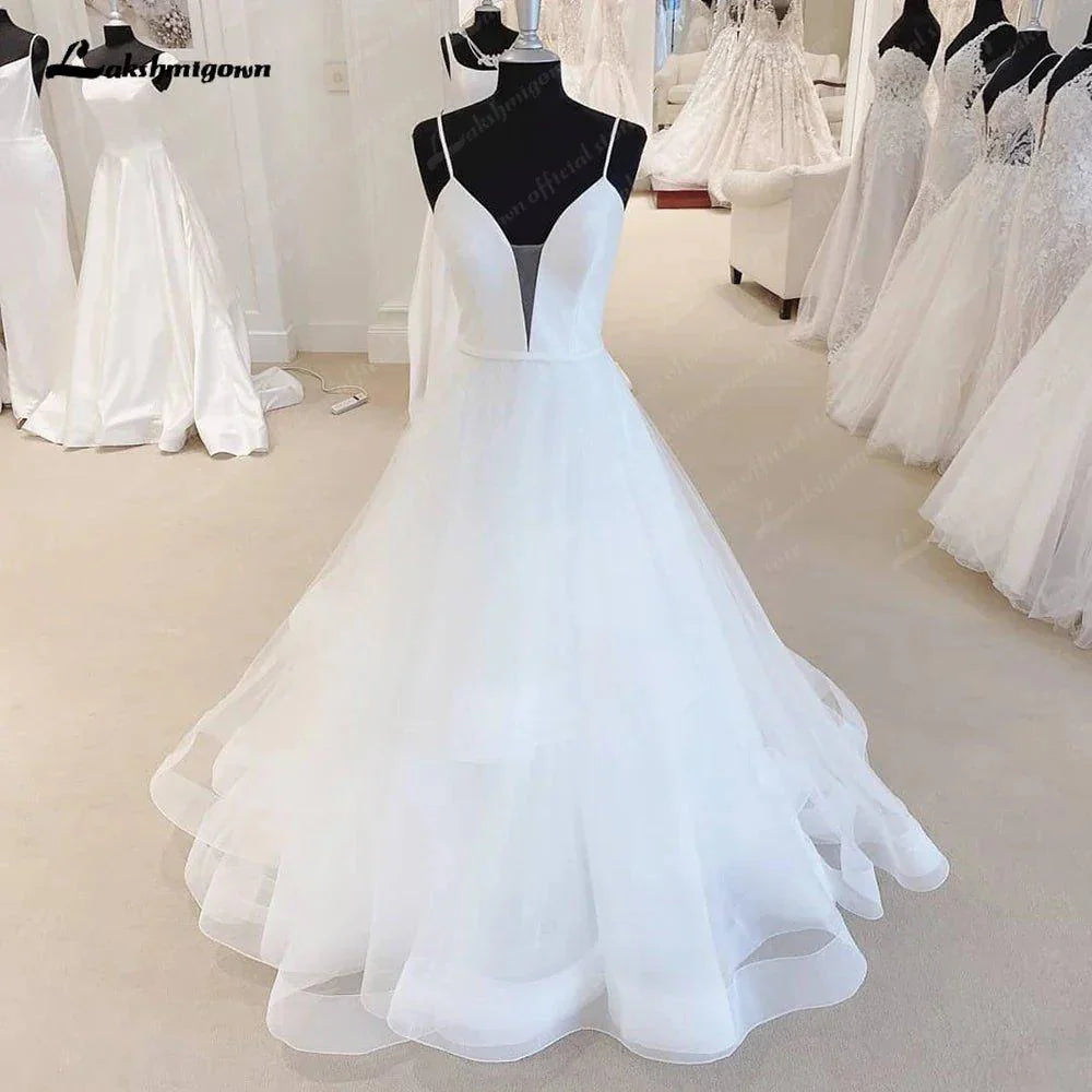 NumberSea Ivory Wedding Dresses For Women V-Neck Tiered Tulle A-Line Long Wedding Gowns Luxury Sexy Bride Dress vestidos