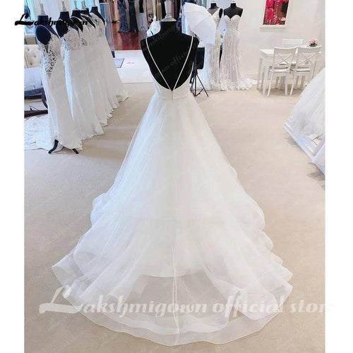 NumberSea Robes de mariée ivoire pour femmes, décolleté en V, tulle à étages, ligne A, longues robes de mariée luxueuses et sexy, vestidos