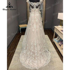 NumberSea Lace Appliques Illusion Sweep Train Cap Sleeve Blush Pink Boho Wedding Dress A Line Beach Bridal Gown trouwjurk Elegant 2025