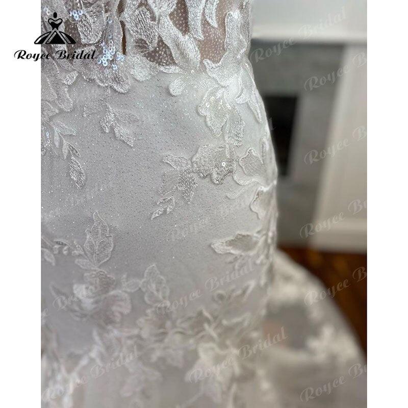 NumberSea Lace Appliques Spaghetti Straps Shiny Glitter Mermaid/Trumpet Wedding Dress Sweetheart Neck 2025 vestido de boda corte sirena