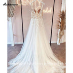 NumberSea Lace Bodice A Line Beach Boho Wedding Gowns with V Neck 2025 Spaghetti Straps Bridal Dress robe de mariage