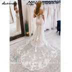 NumberSea Lace Boho Wedding Dress 2025 Off The Shoulder Sweetheart Appliques Cut Out Long Train Vestido de novia corte sirena