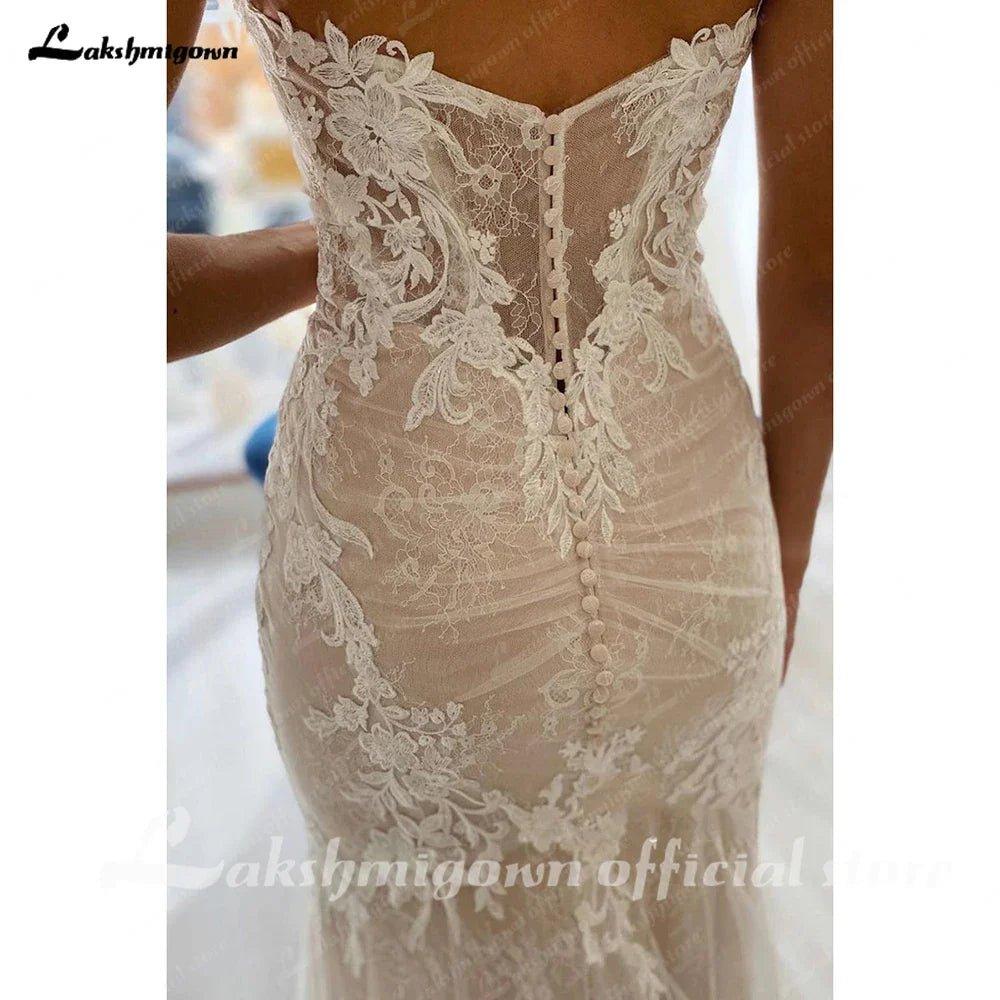 NumberSea Lace Boho Wedding Dress 2025 Off The Shoulder Sweetheart Appliques Cut Out Long Train Vestido de novia corte sirena