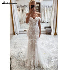 NumberSea Lace Boho Wedding Dress 2025 Off The Shoulder Sweetheart Appliques Cut Out Long Train Vestido de novia corte sirena