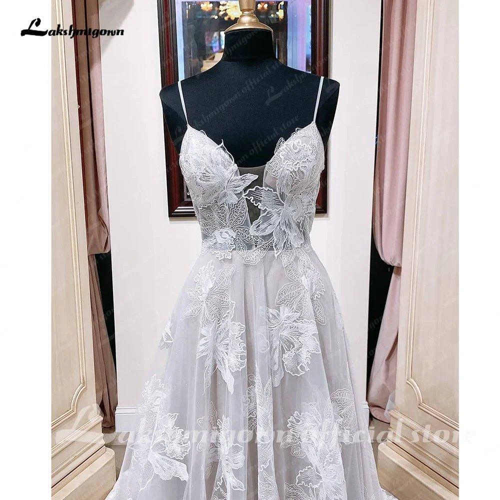 NumberSea Lace Boho Wedding Dresses 2025 Vestidos Receipt Party Gowns Summer Beach Robe Sexy Bridal Gowns Spaghetti Straps