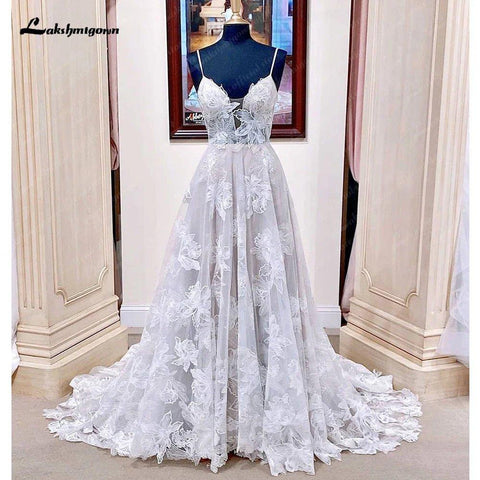 Vestidos de noiva estilo boho com renda NumberSea 2025, vestidos para festa, vestidos de praia, vestidos de noiva sexy, alças finas 