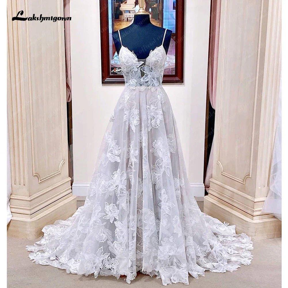 NumberSea Lace Boho Wedding Dresses 2025 Vestidos Receipt Party Gowns Summer Beach Robe Sexy Bridal Gowns Spaghetti Straps