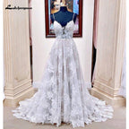 NumberSea Lace Boho Wedding Dresses 2025 Vestidos Receipt Party Gowns Summer Beach Robe Sexy Bridal Gowns Spaghetti Straps