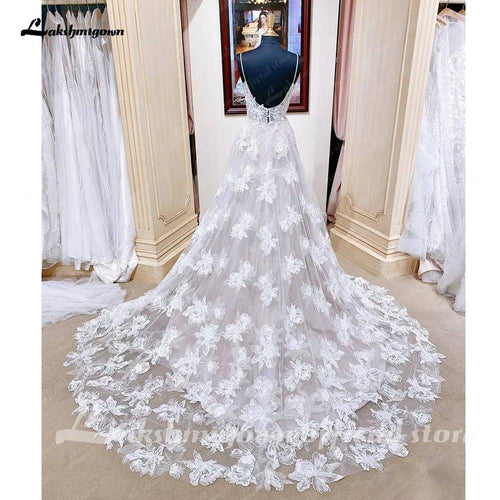 NumberSea Lace Robe de mariée boho 2025 Robes de réception pour fête Robes d'été de plage Robe de mariée sexy à bretelles spaghetti