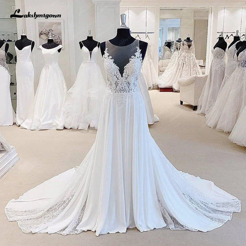 NumberSea Spitze Zivil Bohemian Boho Brautkleid 2025 Sukienka A Linie Chiffon Strand Braut Empfang Kleid Weiß 