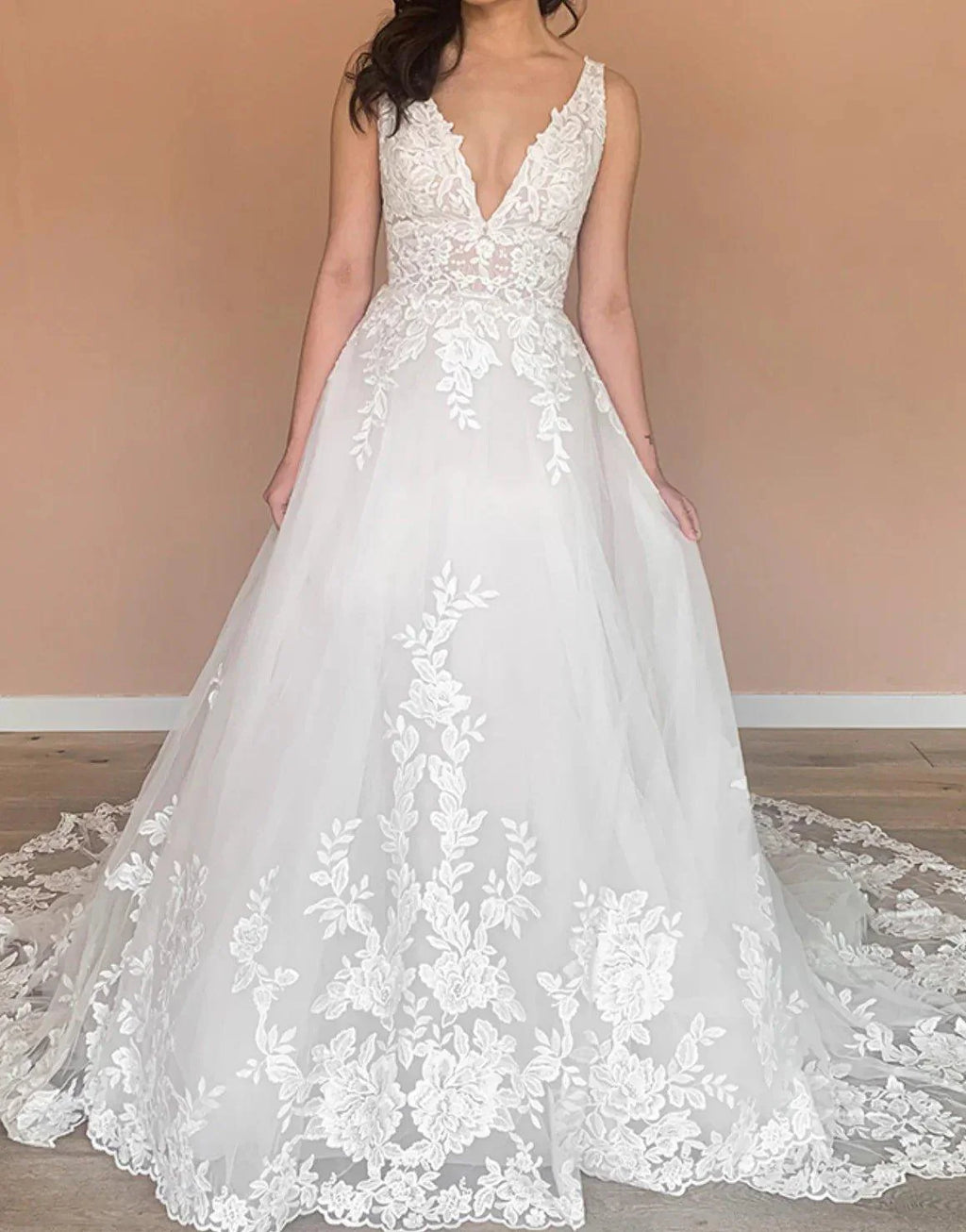 NumberSea Lace Floral A Line Wedding Dress for Women 2024 Backless Bridal Gown vestido de fiesta de boda