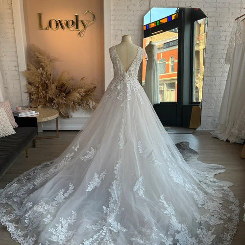 Robe de mariée dos nu NumberSea Lace Floral A Line pour femmes 2024, robe de soirée de mariée