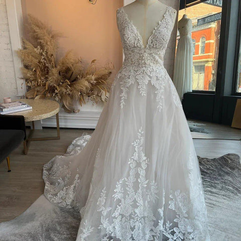 NumberSea Lace Floral A-Linie Brautkleid für Frauen 2024 Rückenfreies Brautkleid vestido de fiesta de boda 