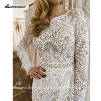 NumberSea Lace Long Sleeve Wedding Dresses A Line 2025 Robes Sexy Bridal Receipt Beach Boho Wedding Gowns backless