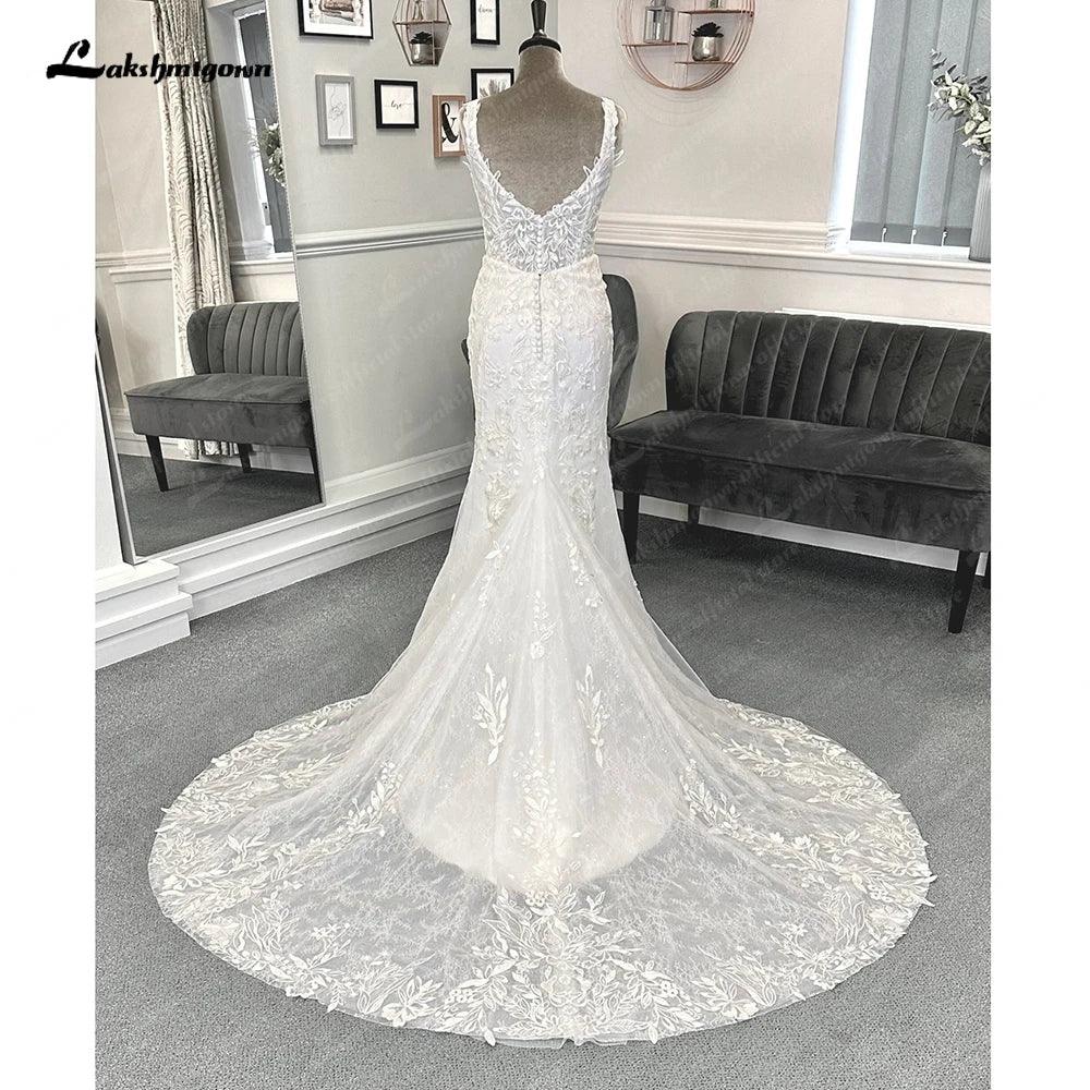 NumberSea  Lace Mermaid Wedding Dresses Sweep Train Sleeveless Lace With Appliques 2025 Bridal Gowns