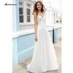 NumberSea Long Sleeve Deep V Neck Lace Beads Luxury Backless Wedding Dresses