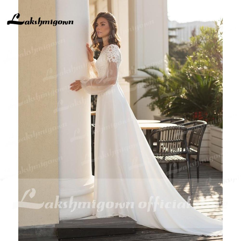 NumberSea Long Sleeve Lace Beach Wedding Dresses