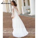 Vestidos de noiva de praia com manga comprida e renda NumberSea