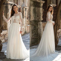 NumberSea Langärmliges Brautkleid mit Hofschleppe aus Spitze
