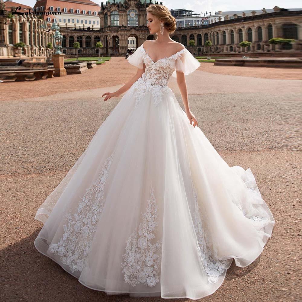 NumberSea Long Sleeves Lace Deep V Neck Beach Wedding Dresses