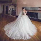 NumberSea Long Sleeves Lace Wedding Dresses Luxury Bride Gown