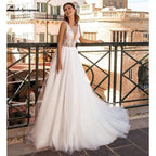 NumberSea Long Sleeves Wedding Dresses Ivory A-Line Beach