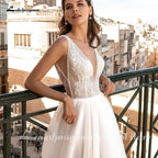 NumberSea Long Sleeves Wedding Dresses Ivory A-Line Beach