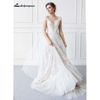 NumberSea Luxurious Boho Wedding Dress Lace Beach Wedding Gowns
