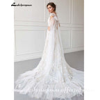 NumberSea Luxurious Boho Wedding Dress Lace Beach Wedding Gowns