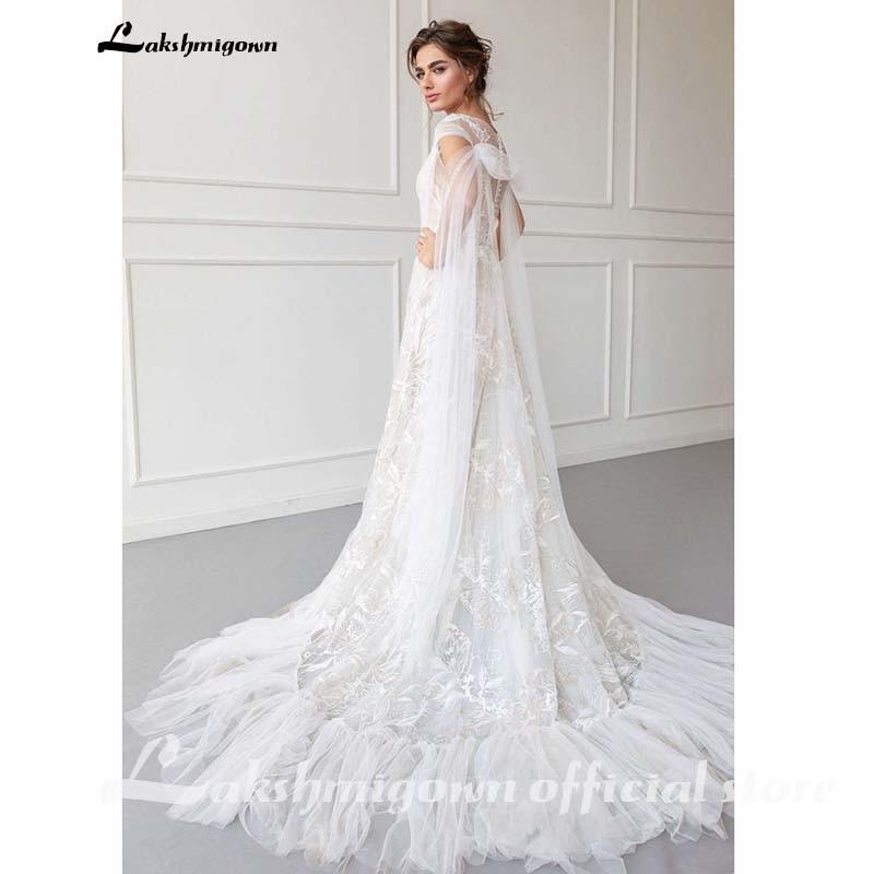 NumberSea Luxurious Boho Wedding Dress Lace Beach Wedding Gowns