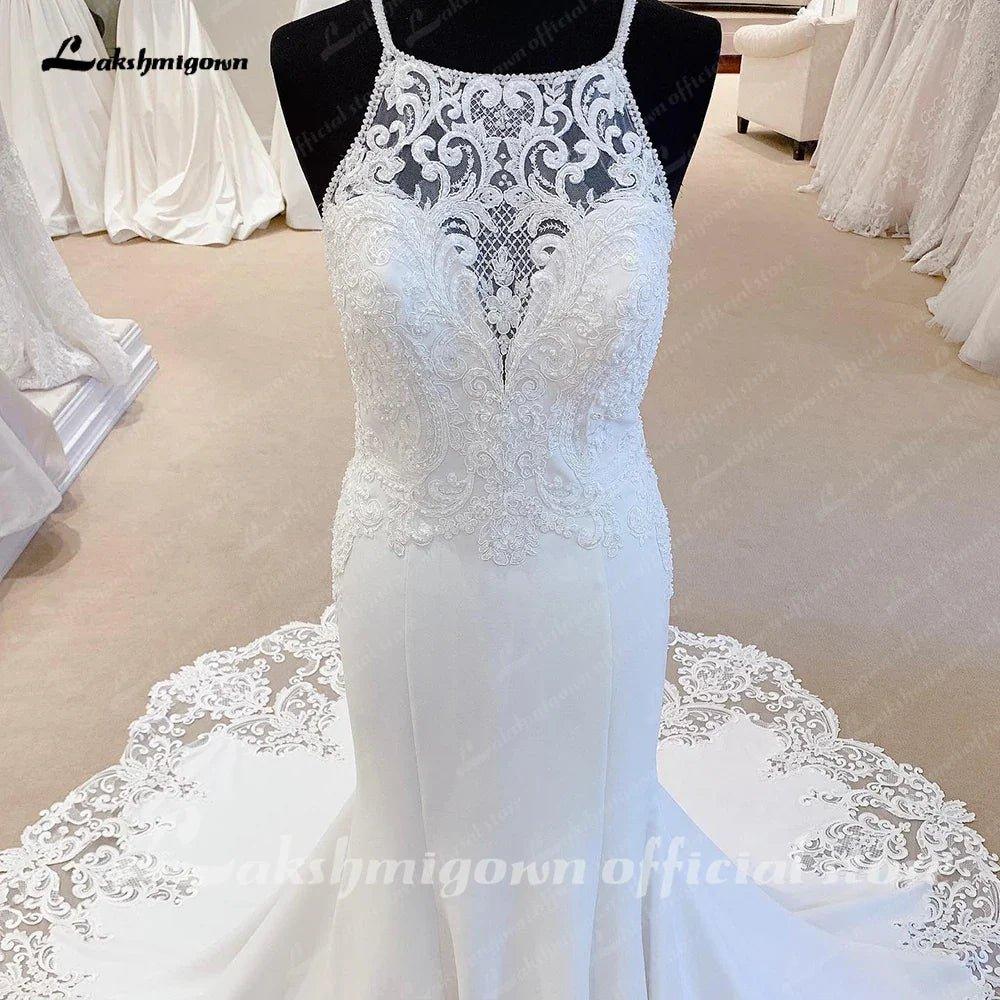 NumberSea Luxurious Crepe Mermaid Wedding Dress 2025 Trouwjurken Vintage Lace Boho Wedding Gowns Vestido De Novia