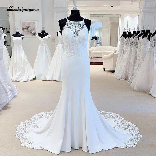 NumberSea Robe de mariée sirène en crêpe luxueux 2025 Robes de mariée vintage dentelle bohème Vestido De Novia