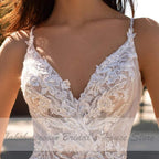 NumberSea Luxury Beaded Lace Bohemian Wedding Dress Spaghetti Straps Sexy