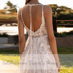 NumberSea Luxury Beaded Lace Bohemian Wedding Dress Spaghetti Straps Sexy
