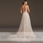 NumberSea Luxury Beaded Lace Bohemian Wedding Dress Spaghetti Straps Sexy