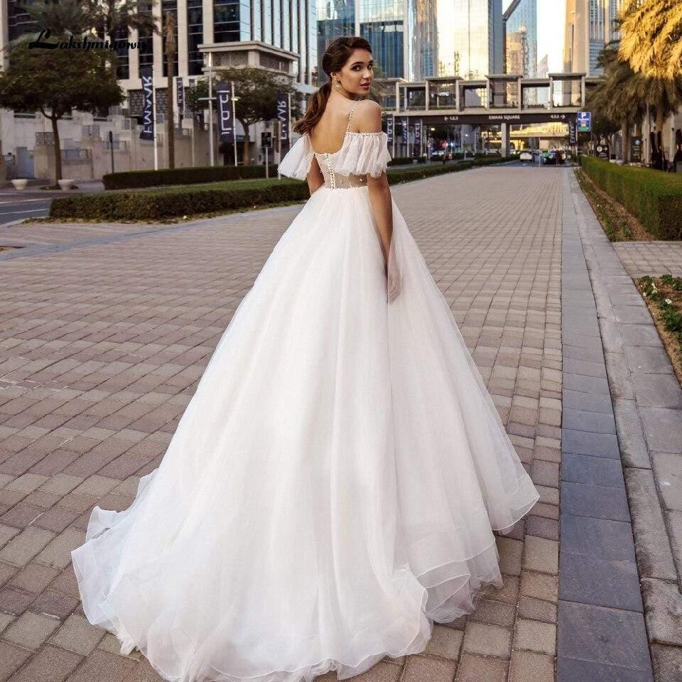 NumberSea Luxury Crystal Beads Boho Wedding Dress
