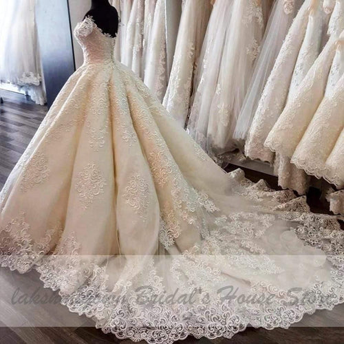 Robe de mariée luxueuse NumberSea Dubai à traîne, broderie en dentelle