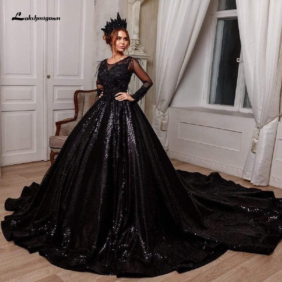NumberSea Luxury Dubai Black Wedding Dress Ball Gown