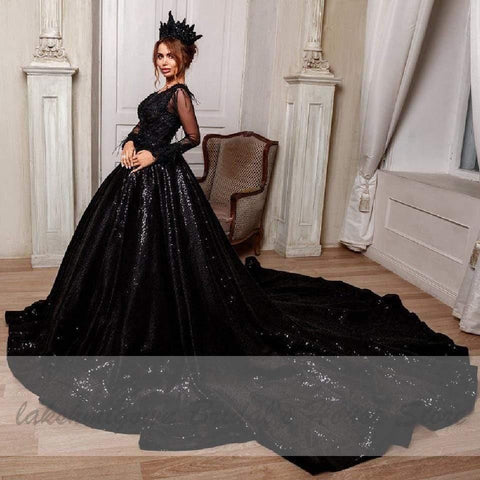 NumberSea Luxus Dubai Schwarzes Brautkleid Ballkleid